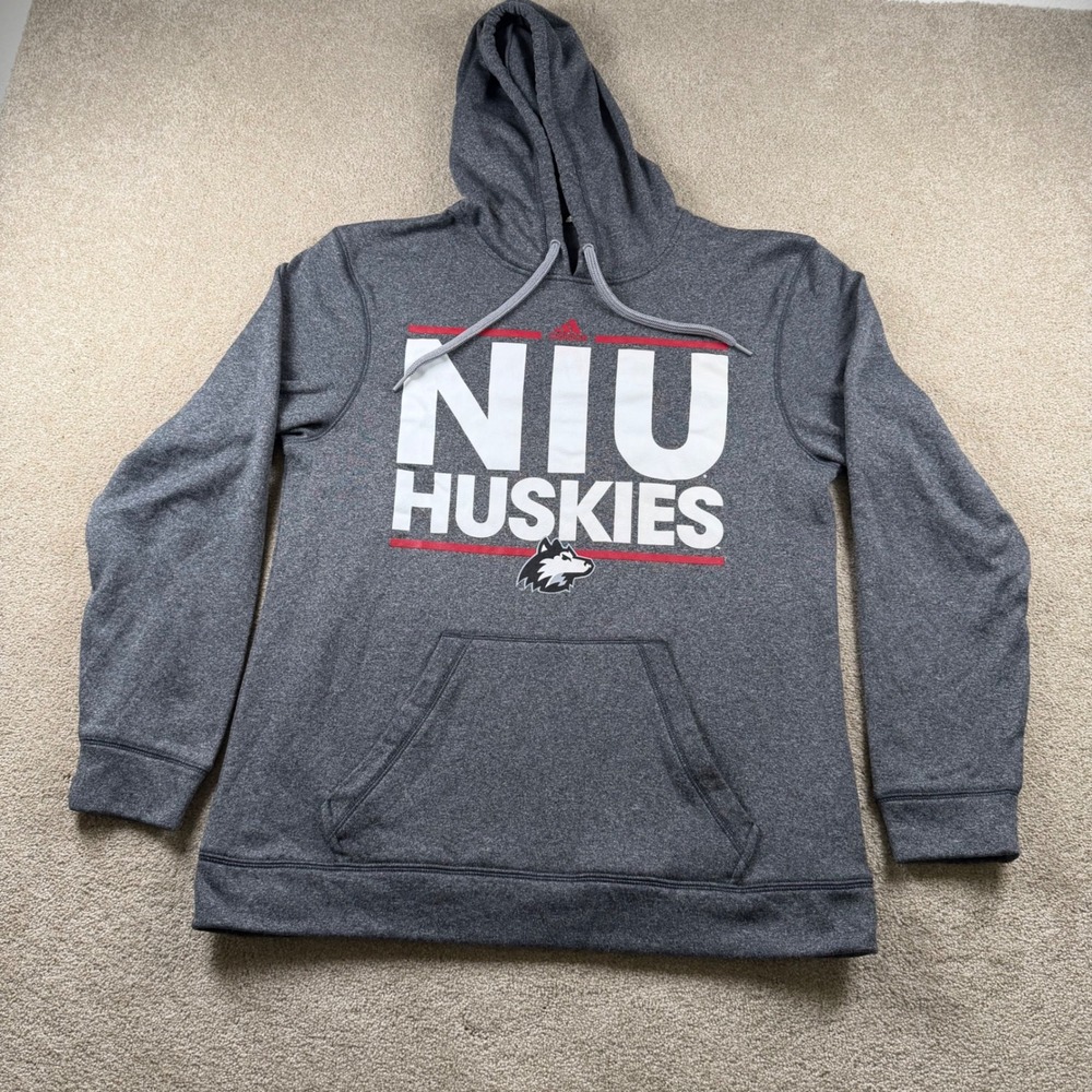 Adidas NIU Huskies Hoodie Mens Medium Gray Climawarm Northern Illinois Univ